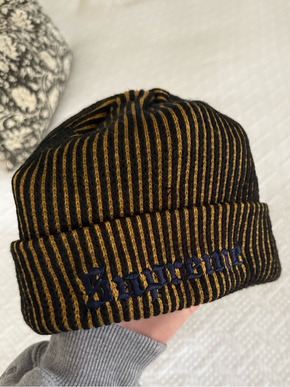 Supreme Black and Gold Beanie